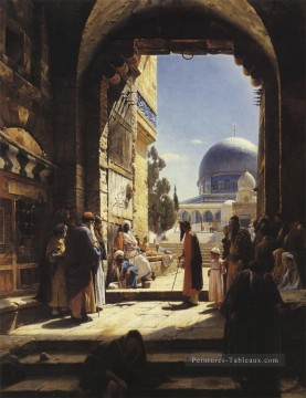 À l’entrée du temple Mount Jerusalem Gustav Bauernfeind Orientalist Peinture à l'huile